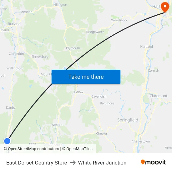 East Dorset Country Store to White River Junction map