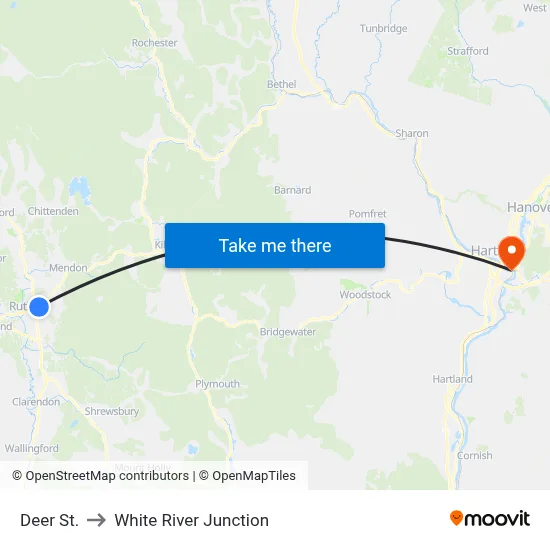Deer St. to White River Junction map