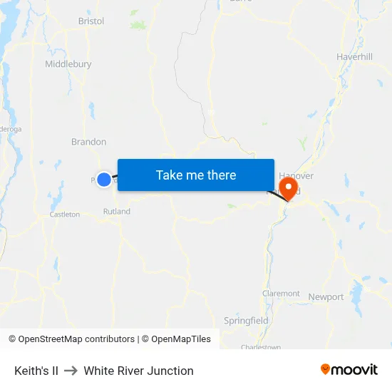 Keith's II to White River Junction map