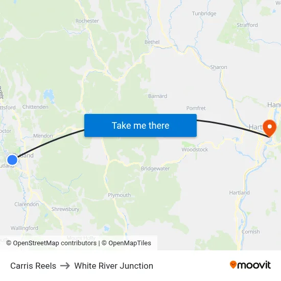 Carris Reels to White River Junction map