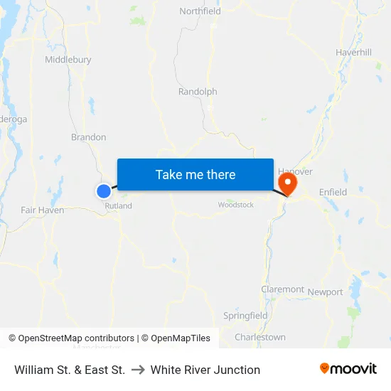William St. & East St. to White River Junction map