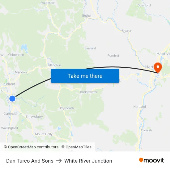 Dan Turco And Sons to White River Junction map