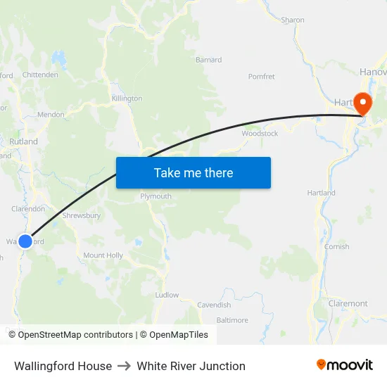 Wallingford House to White River Junction map