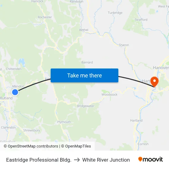 Eastridge Professional Bldg. to White River Junction map