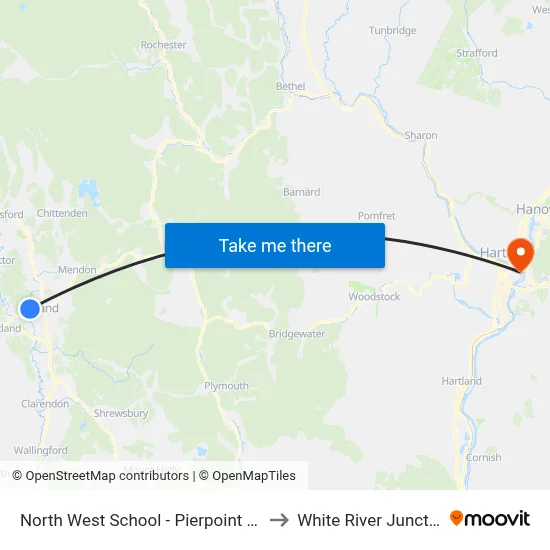 North West School - Pierpoint Ave. to White River Junction map