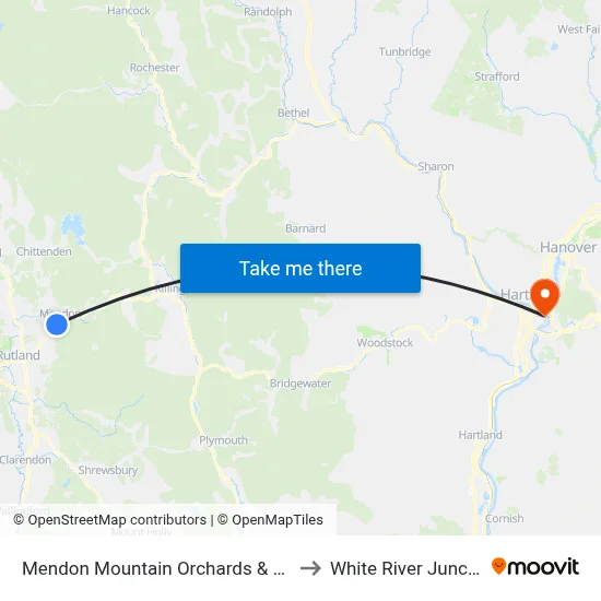 Mendon Mountain Orchards & Motel to White River Junction map
