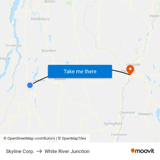 Skyline Corp. to White River Junction map