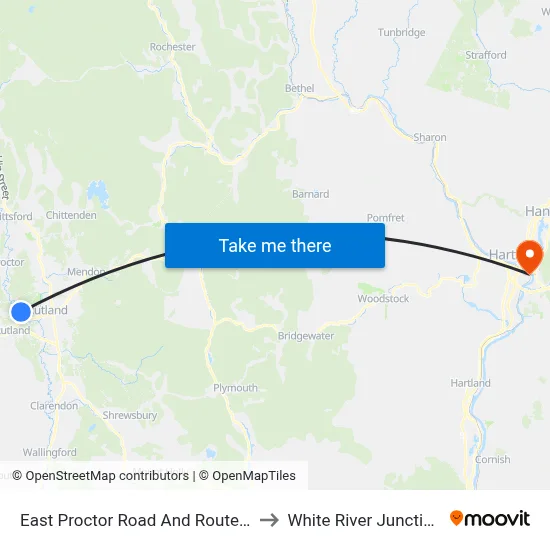 East Proctor Road And Route 3 to White River Junction map