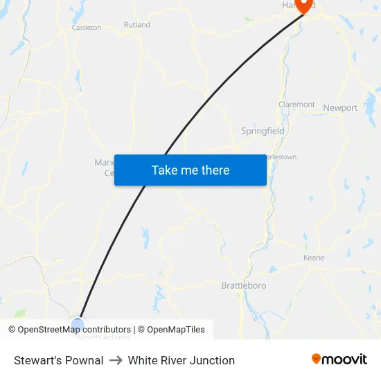 Stewart's Pownal to White River Junction map