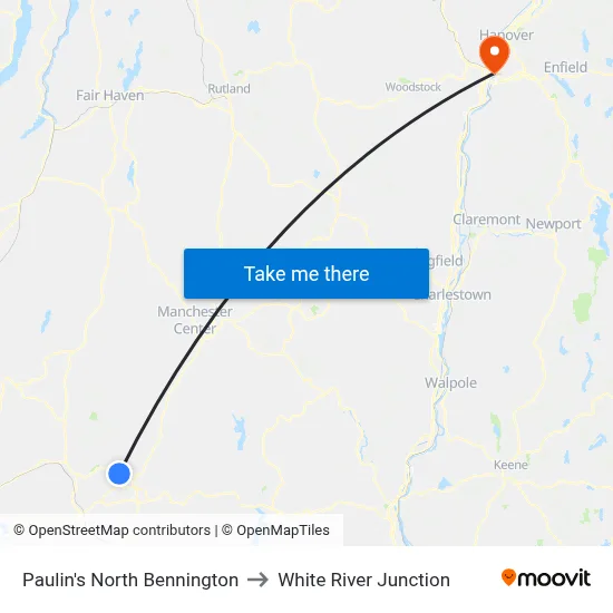 Paulin's North Bennington to White River Junction map
