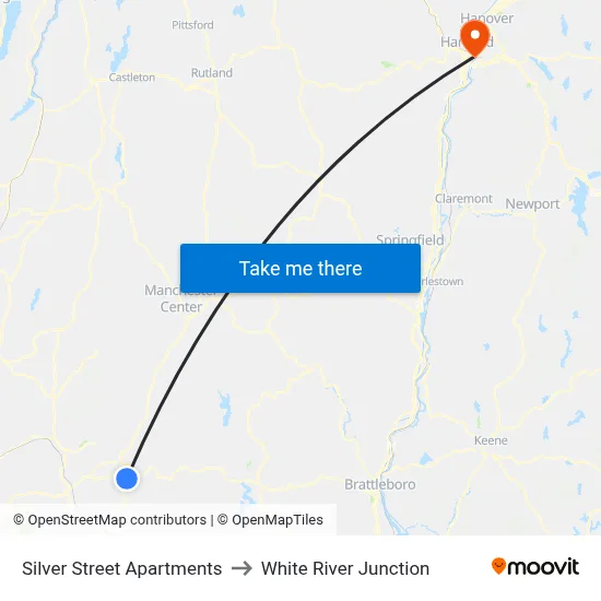 Silver Street Apartments to White River Junction map