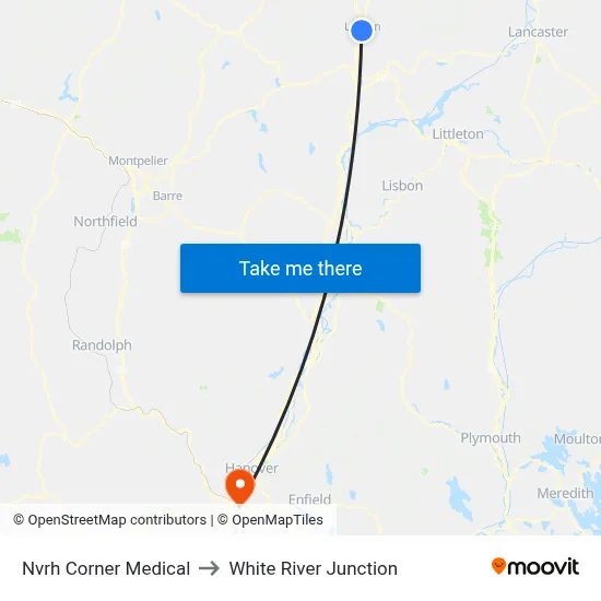 Nvrh Corner Medical to White River Junction map