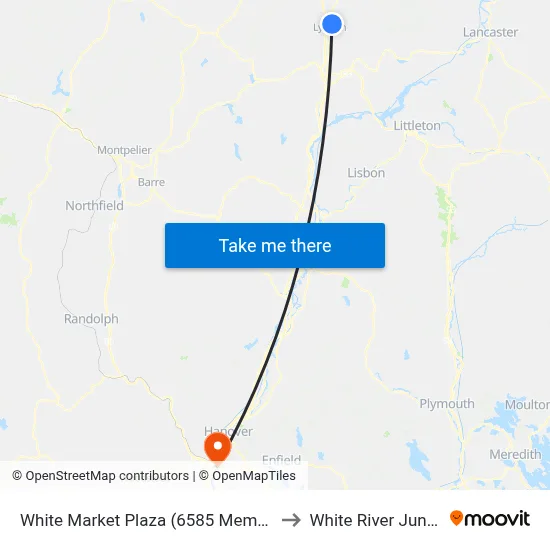 White Market Plaza (6585 Memorial Dr) to White River Junction map