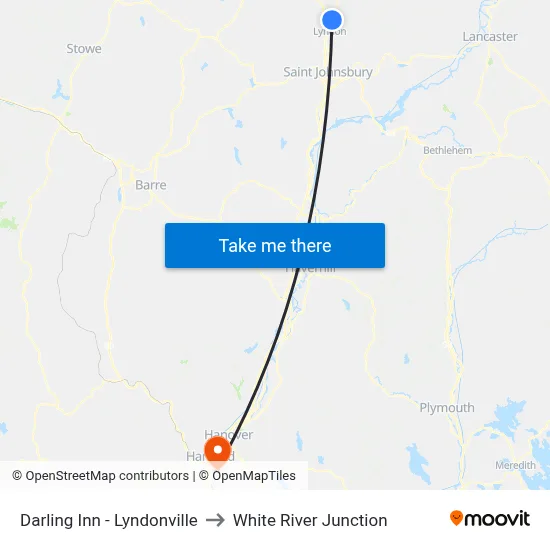 Darling Inn - Lyndonville to White River Junction map