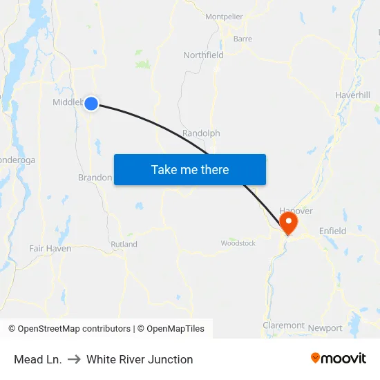 Mead Ln. to White River Junction map