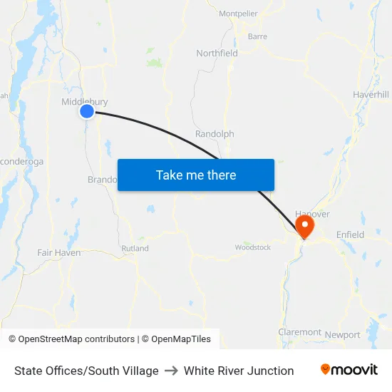 State Offices/South Village to White River Junction map