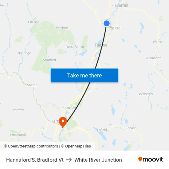 Hannaford'S, Bradford Vt to White River Junction map