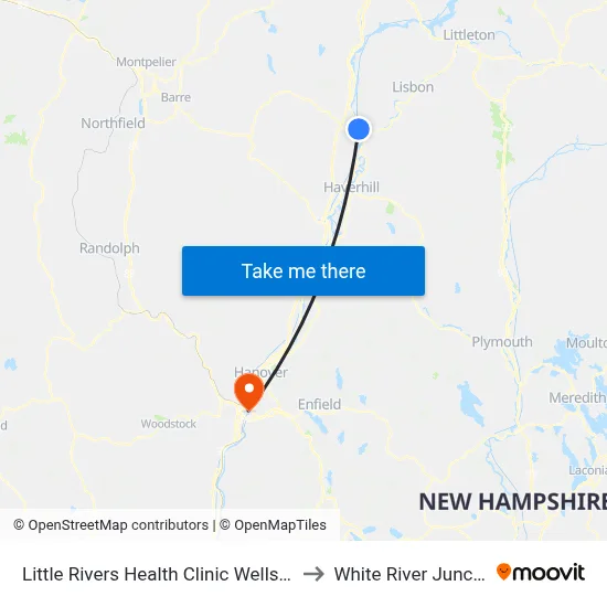 Little Rivers Health Clinic Wells River to White River Junction map