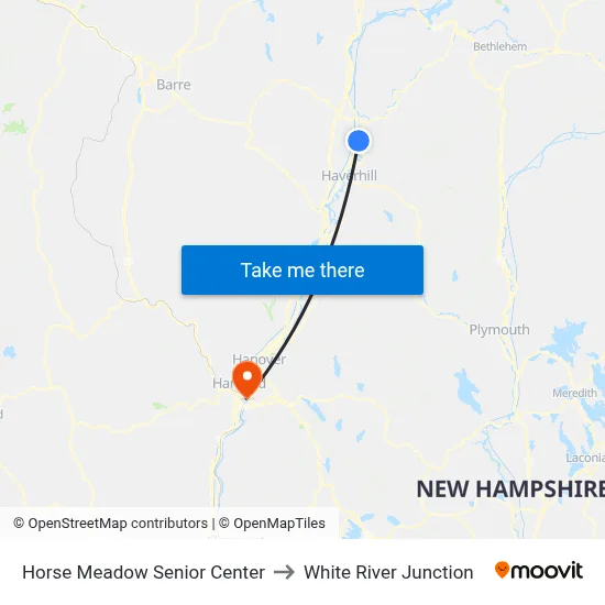 Horse Meadow Senior Center to White River Junction map
