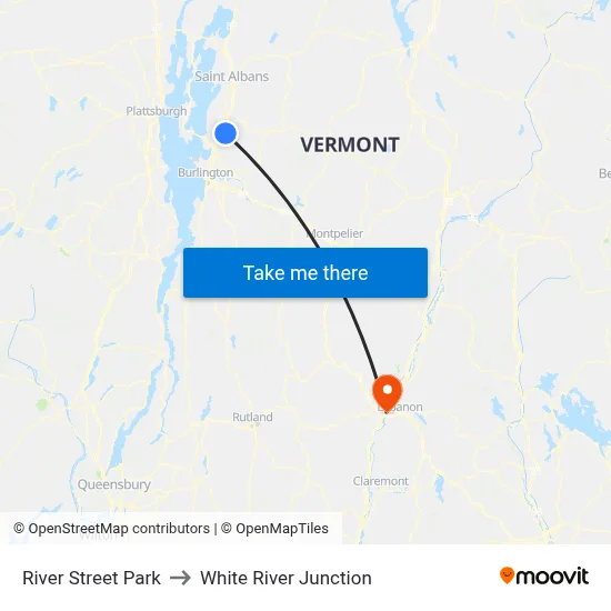 River Street Park to White River Junction map