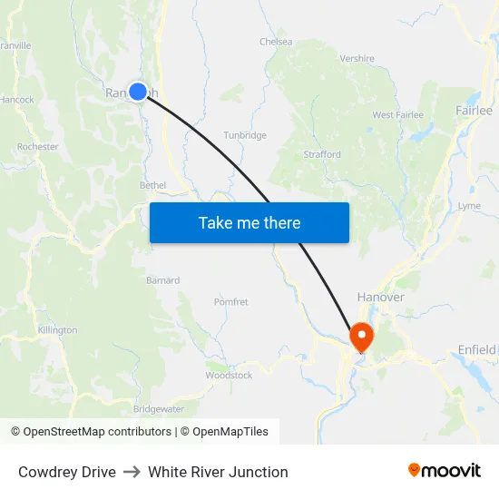 Cowdrey Drive to White River Junction map