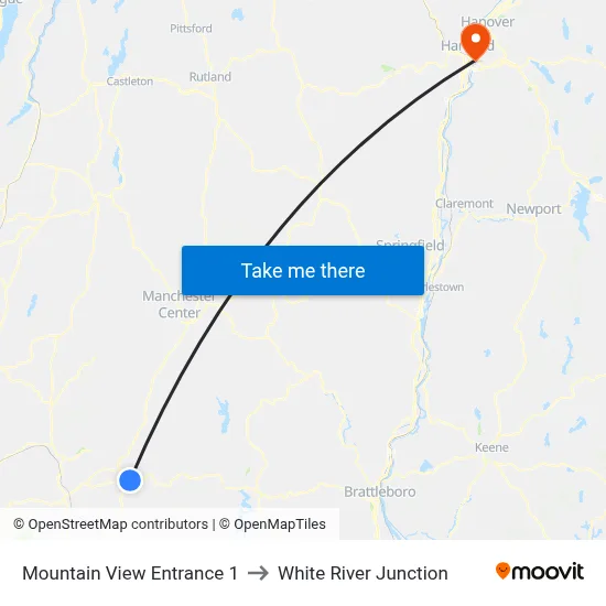 Mountain View Entrance 1 to White River Junction map
