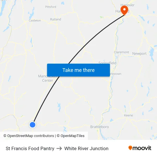 St Francis Food Pantry to White River Junction map