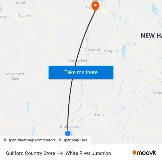 Guilford Country Store to White River Junction map
