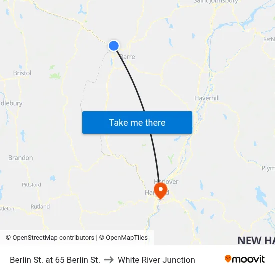 Berlin St. at 65 Berlin St. to White River Junction map