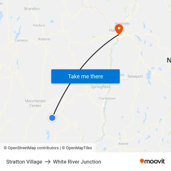 Stratton Village to White River Junction map