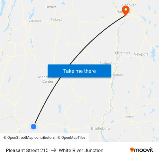 Pleasant Street 215 to White River Junction map