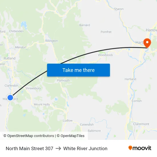 North Main Street 307 to White River Junction map