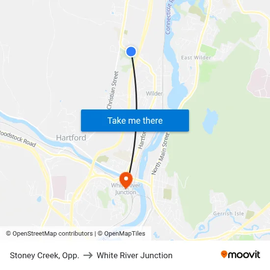 Stoney Creek, Opp. to White River Junction map