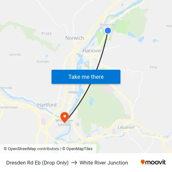 Dresden Rd Eb (Drop Only) to White River Junction map