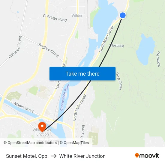Sunset Motel, Opp. to White River Junction map