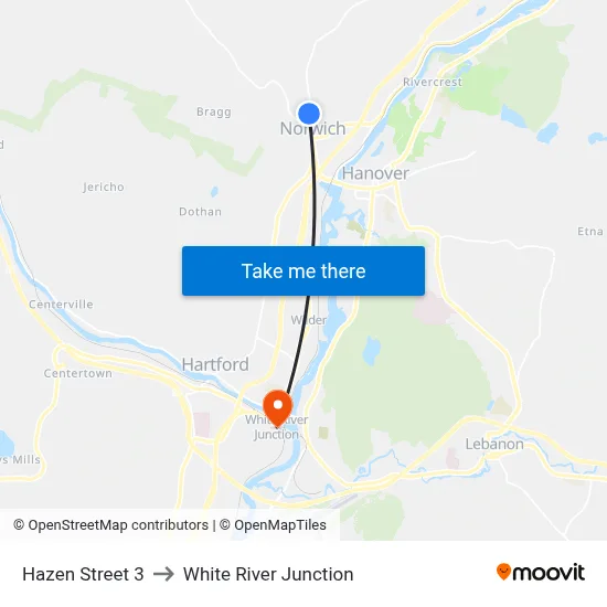 Hazen Street 3 to White River Junction map