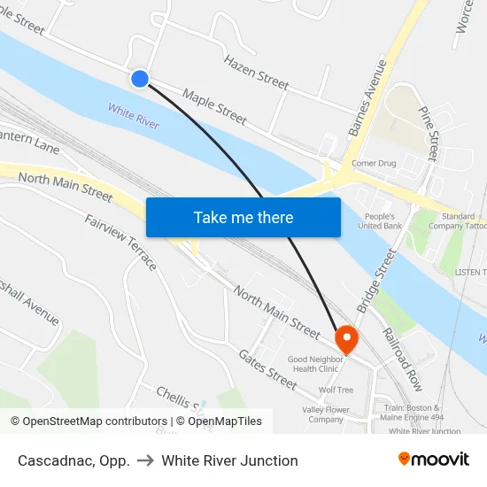Cascadnac, Opp. to White River Junction map