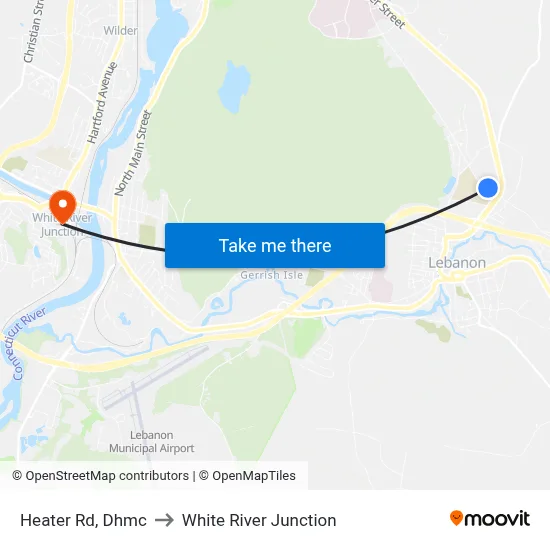 Heater Rd, Dhmc to White River Junction map