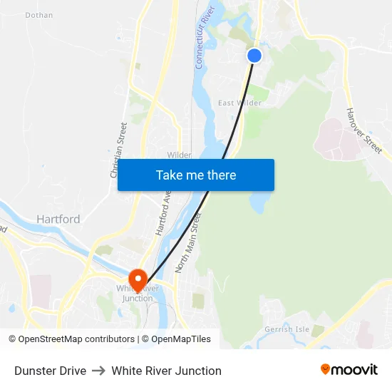 Dunster Drive to White River Junction map