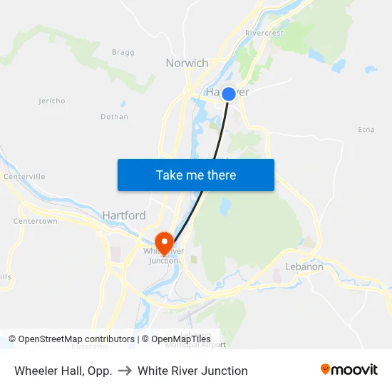 Wheeler Hall, Opp. to White River Junction map