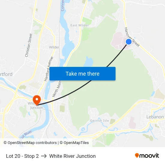 Lot 20 - Stop 2 to White River Junction map