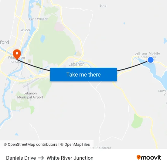 Daniels Drive to White River Junction map