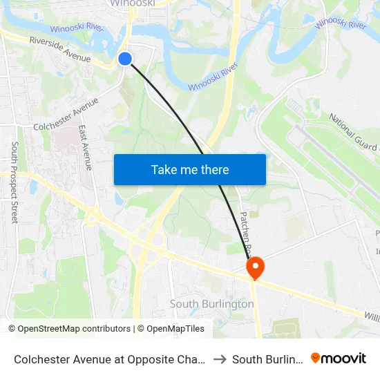 Colchester Avenue at Opposite Chase Street to South Burlington map