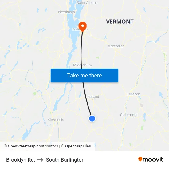 Brooklyn Rd. to South Burlington map