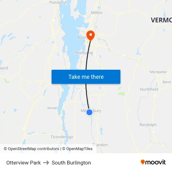 Otterview Park to South Burlington map