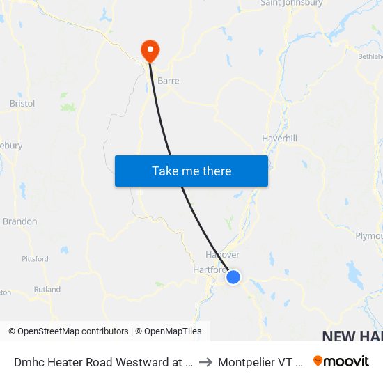 Dmhc Heater Road  Westward at Road to Montpelier VT USA map