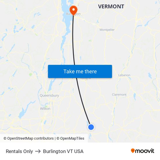 Rentals Only to Burlington VT USA map