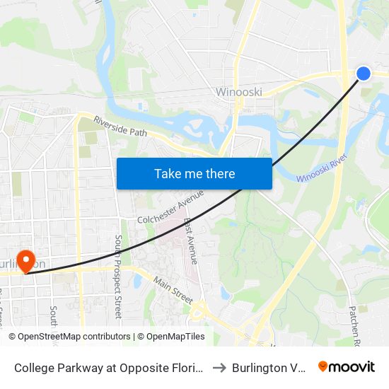 College Parkway at Opposite Florida Avenue to Burlington VT USA map