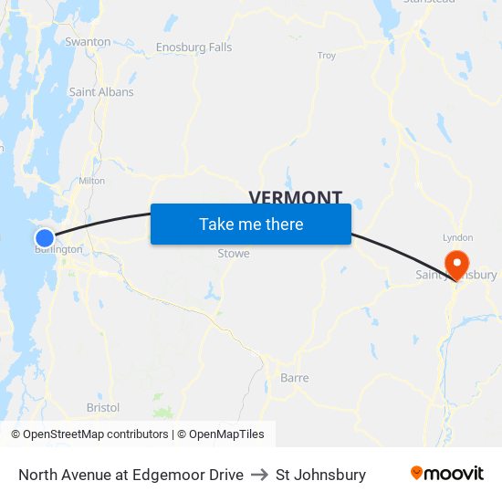 North Avenue at Edgemoor Drive to St Johnsbury map