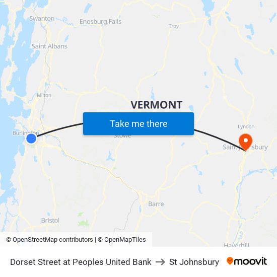 Dorset Street at Peoples United Bank to St Johnsbury map
